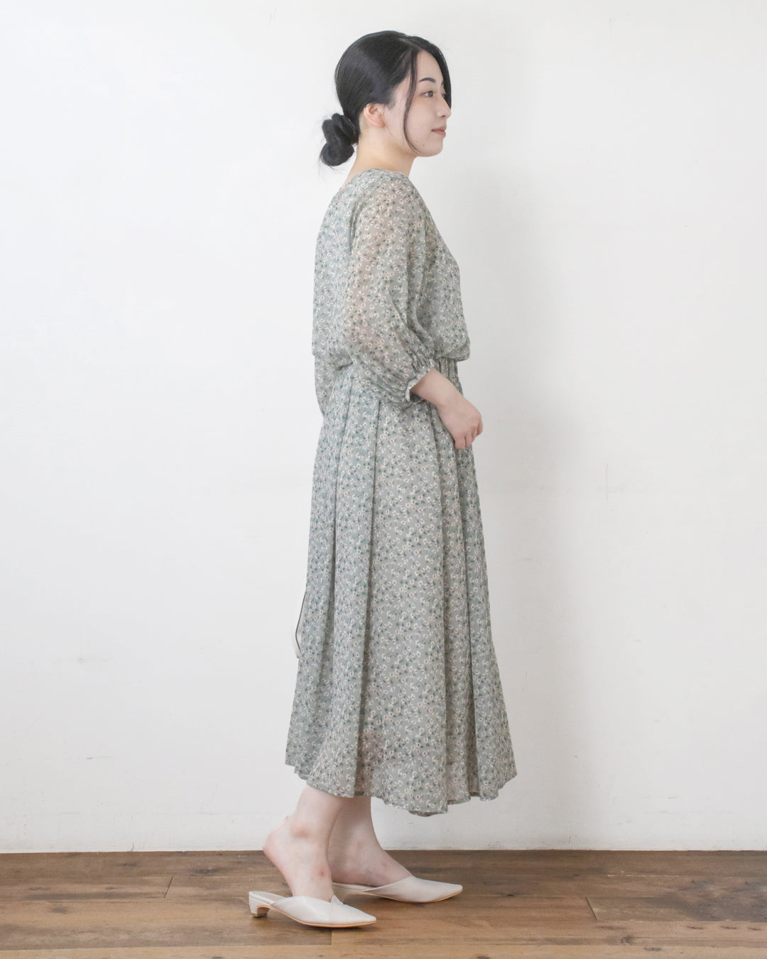 ヴィンテージ花柄楊柳スカート