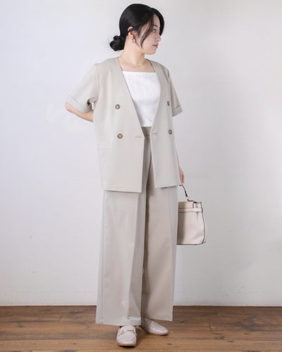 麻調ポプリンハーフスリーブジャケット