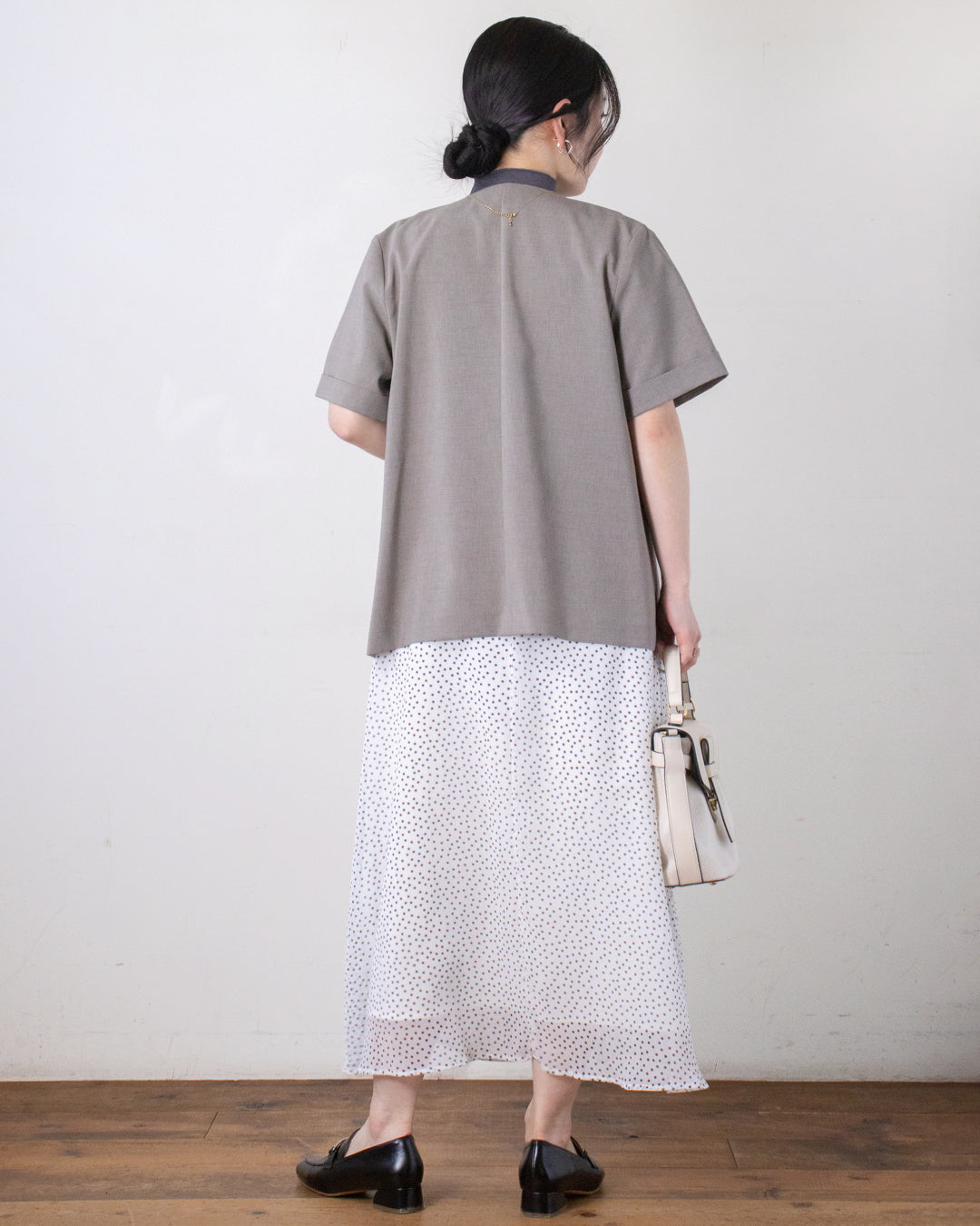 麻調ポプリンハーフスリーブジャケット