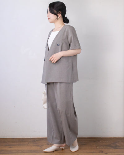 麻調ポプリンセンタープレスパンツ