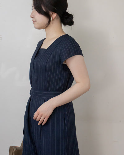 麻調ベルトコンビネゾン
