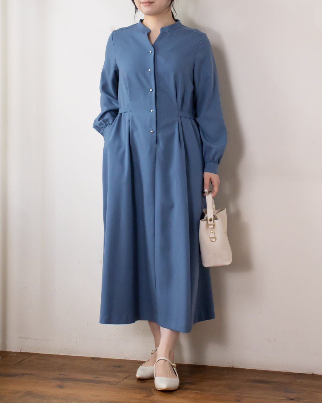 SPECIAL PRICE】タックリボン前釦ワンピース – 3/4 スリークォーター