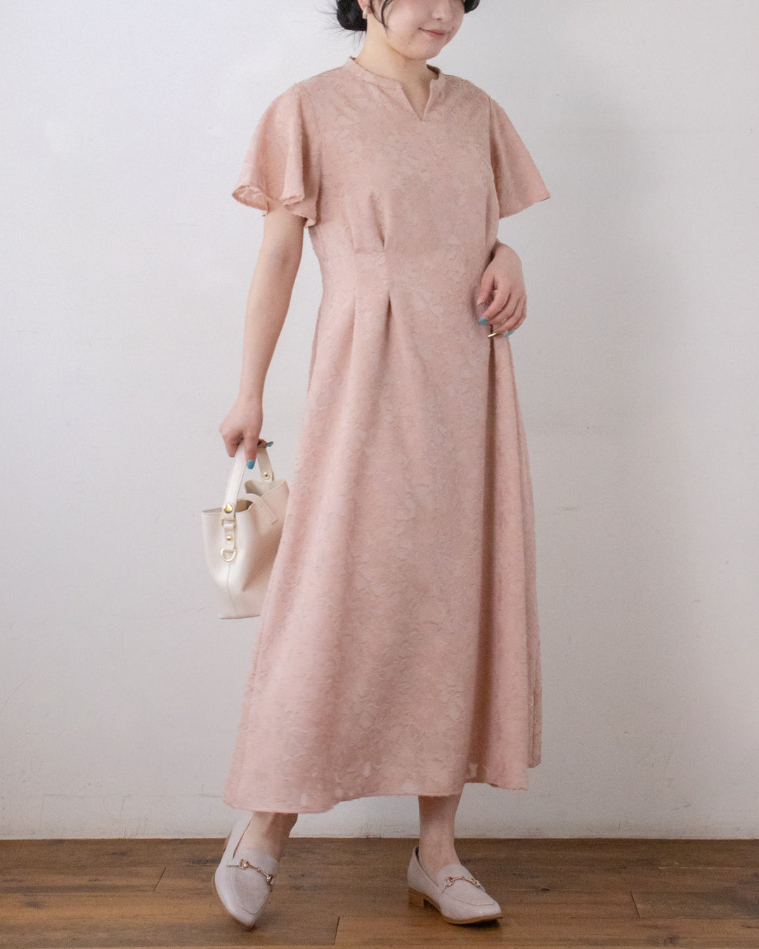 贅沢品 カットジャガードタックフレアワンピース 3/4 – ワンピース