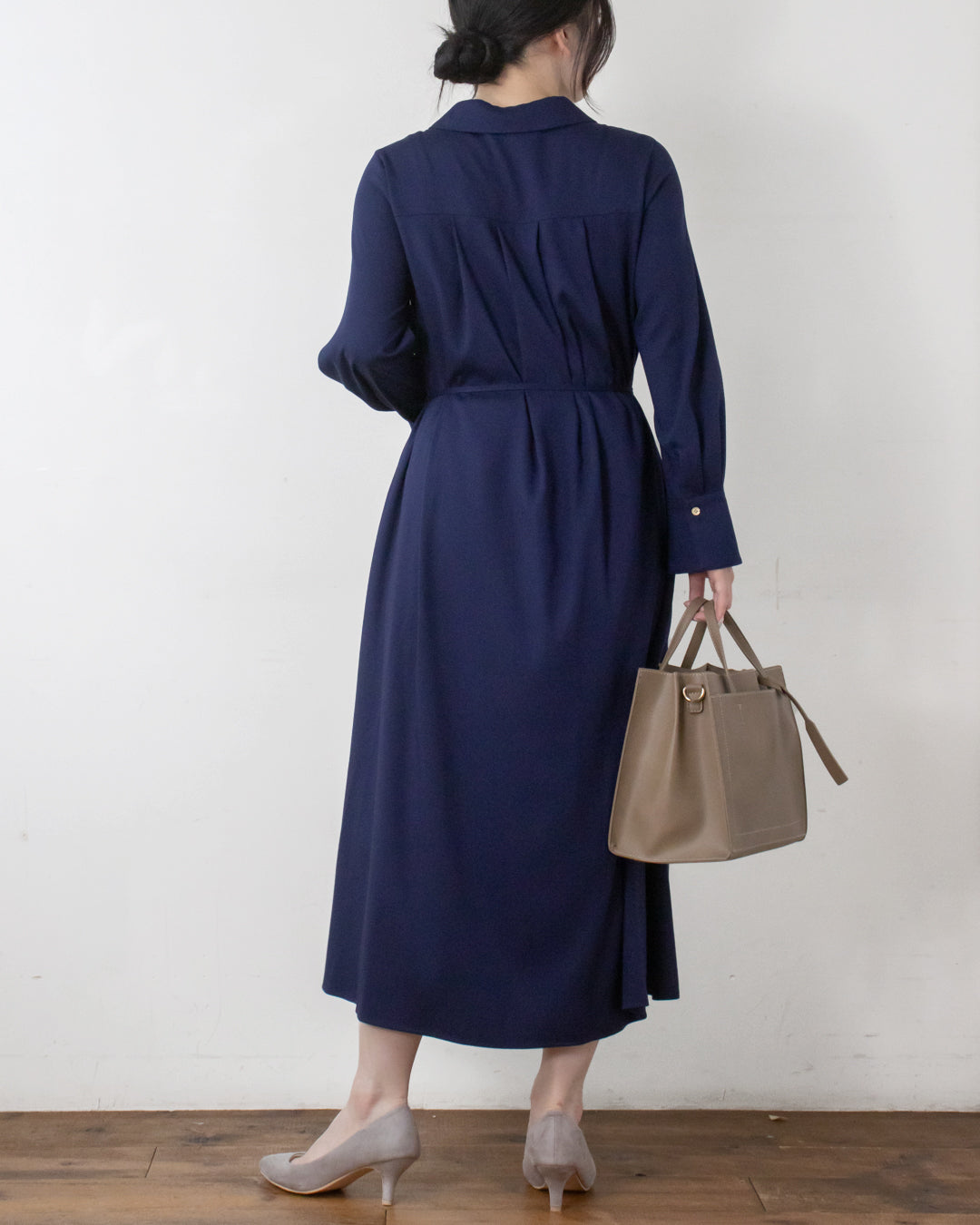 ムジ/チェックフレアシャツワンピース – 3/4 スリークォーター