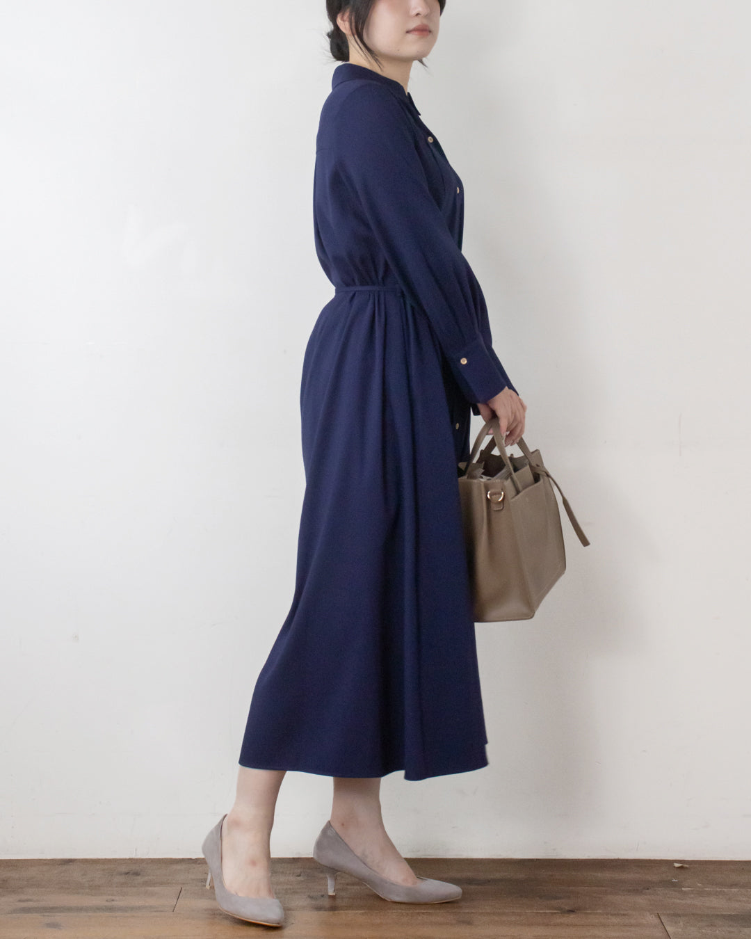 ムジ/チェックフレアシャツワンピース – 3/4 スリークォーター