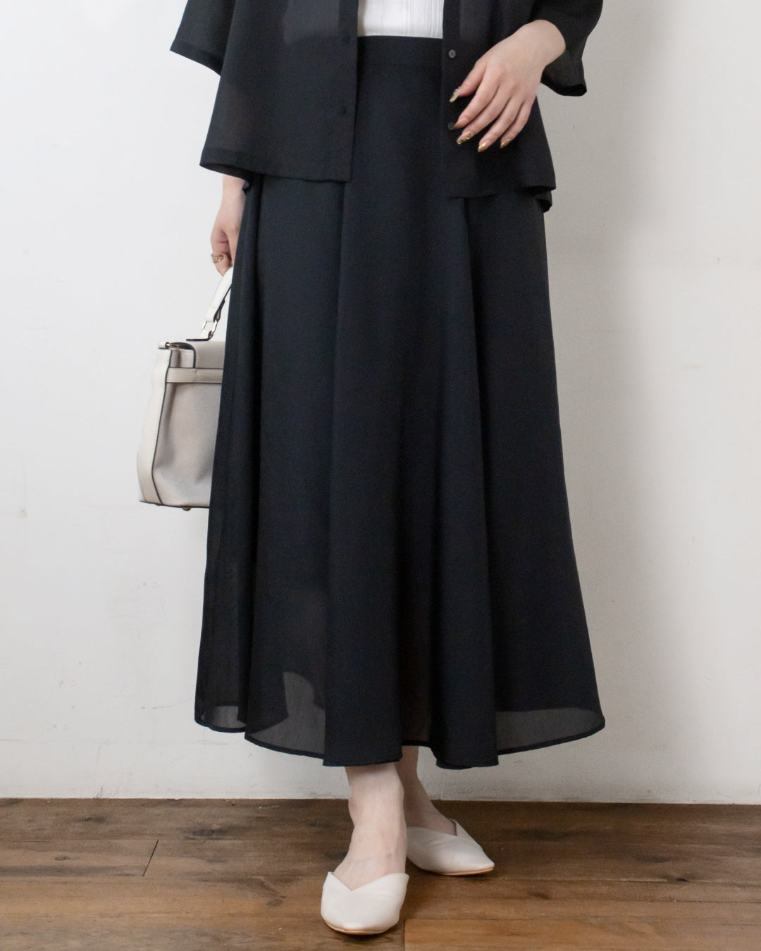 24SS スピック＆スパン シアーフレアスカート b54 Spick & Span - 24SS スピック＆スパン シアーフレアスカート