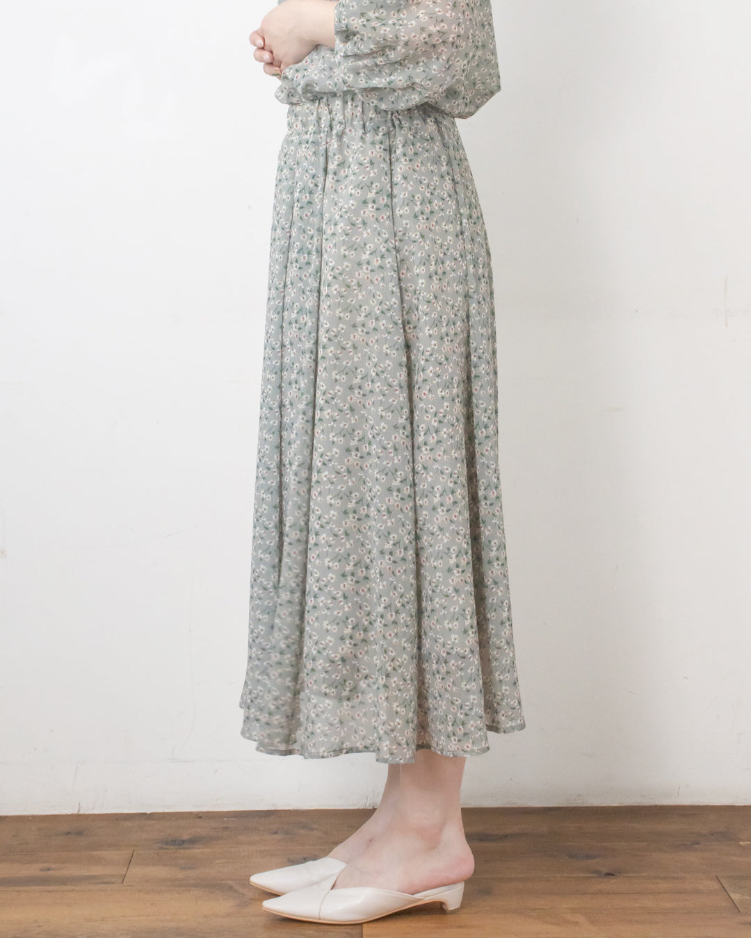 ヴィンテージ花柄楊柳スカート