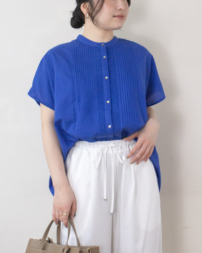 THREE SQUARE◆半袖ブラウス/FREE/コットン/BLU/T11M401-25-F THREE SQUARE]2WAYタフタブラウス | KOBUNSHA SELECT SHOP