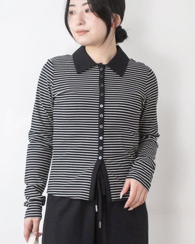【WEB限定】ボーダーポロニットカーデ