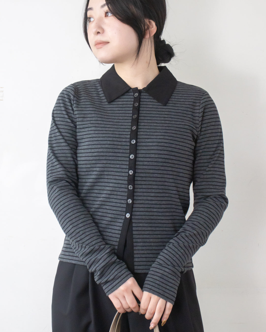 【WEB限定】ボーダーポロニットカーデ