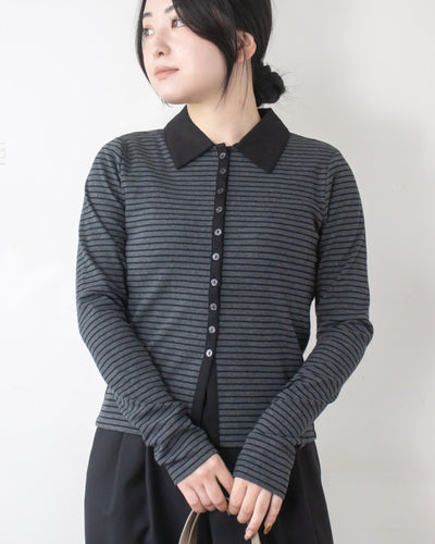 【WEB限定】ボーダーポロニットカーデ