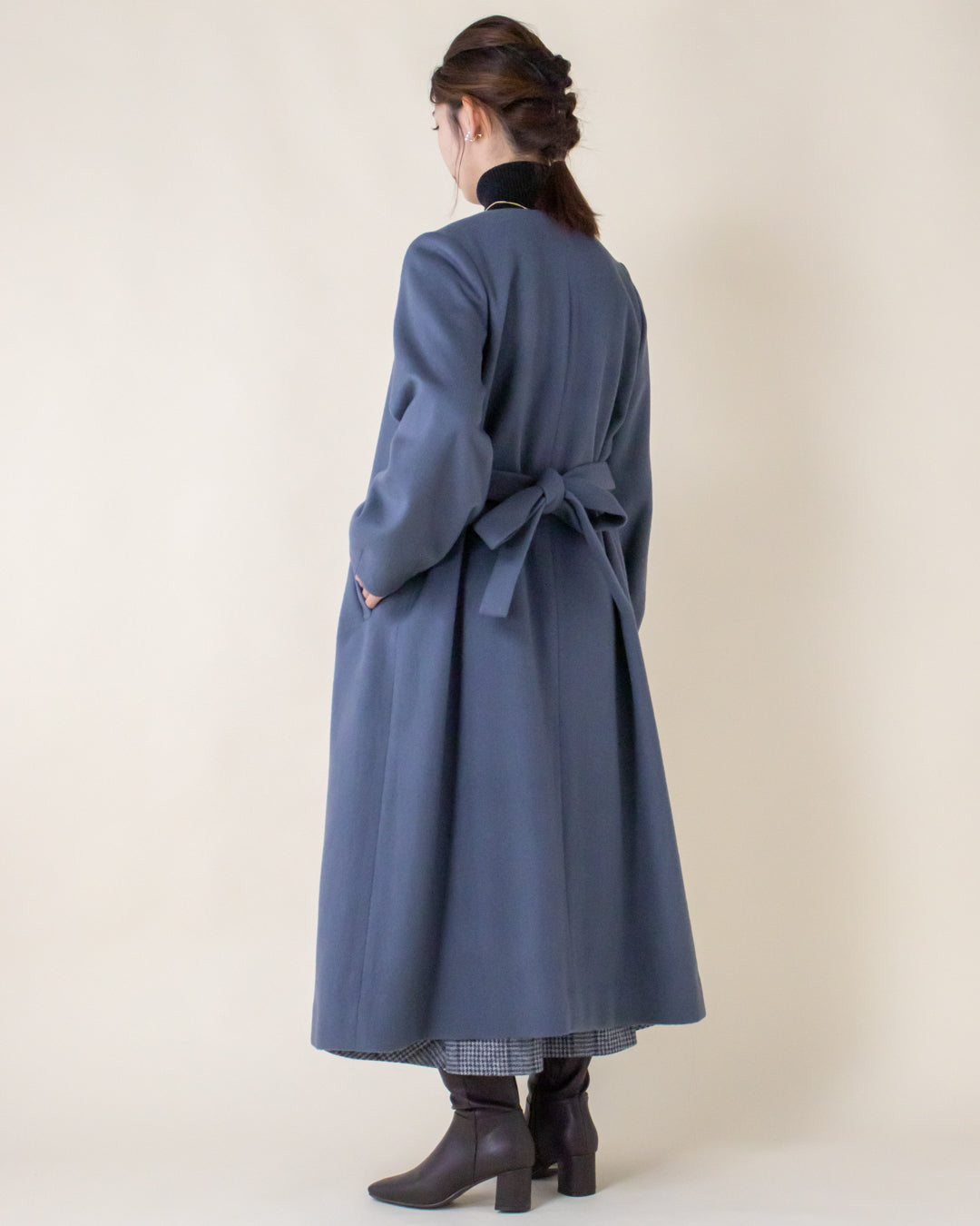 laurenhi ベルト付ネイビーロングコート