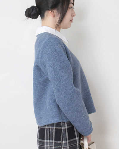 衿付きウール混ニットトップス