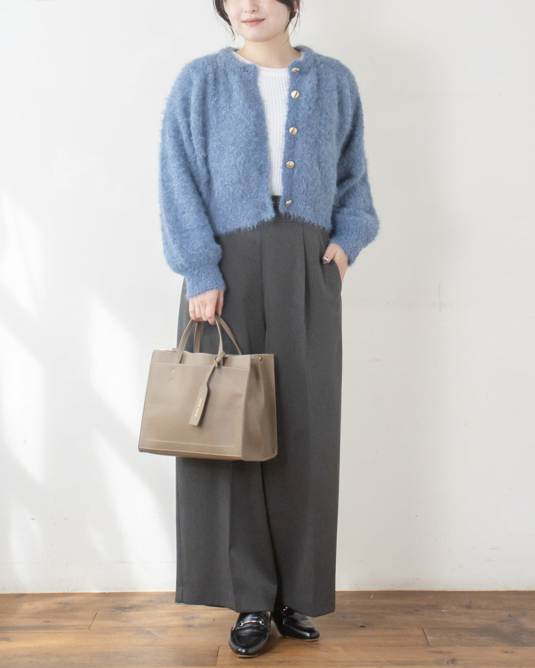 リボンヤーンシャギーカーディガン