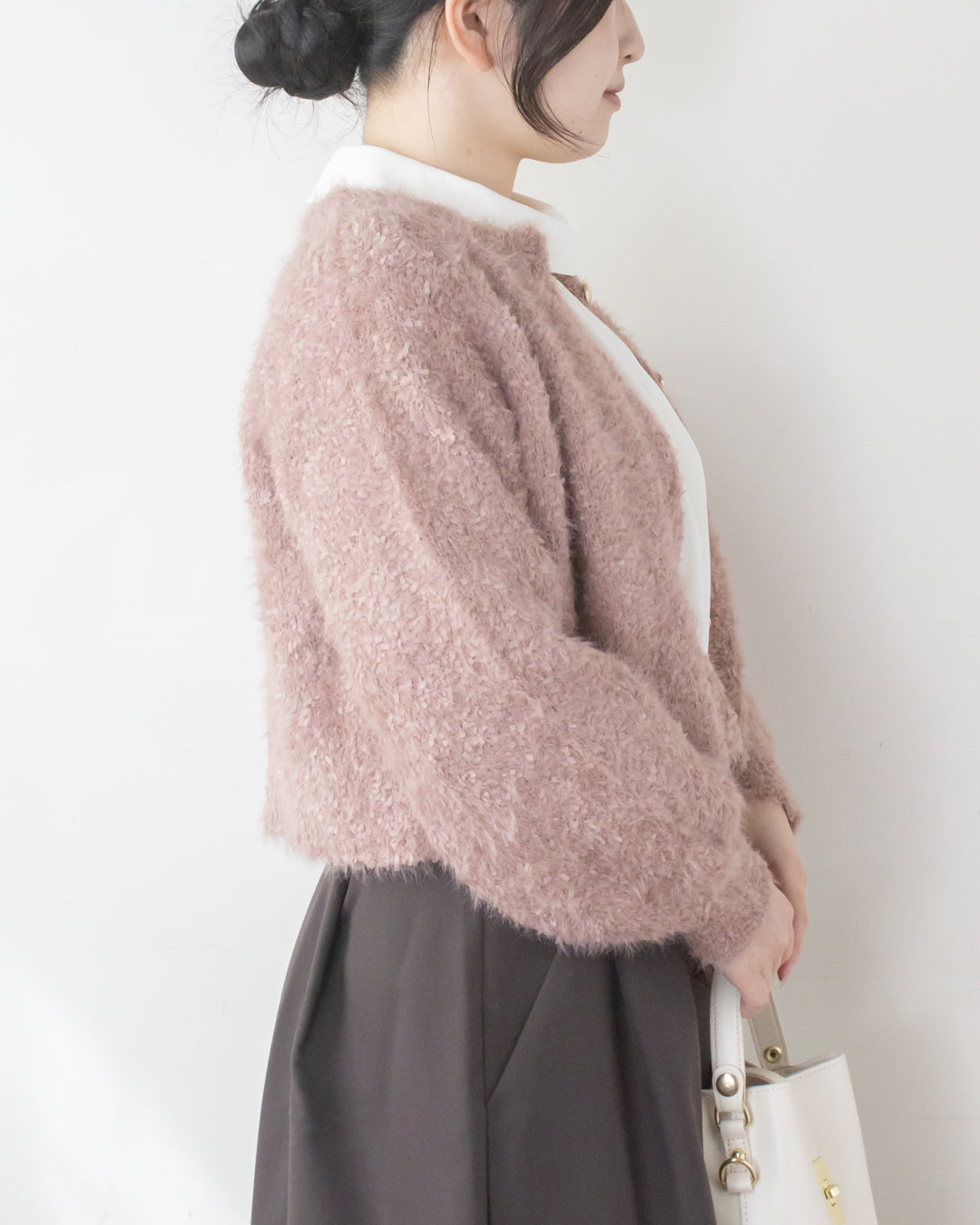 リボンヤーンシャギーカーディガン