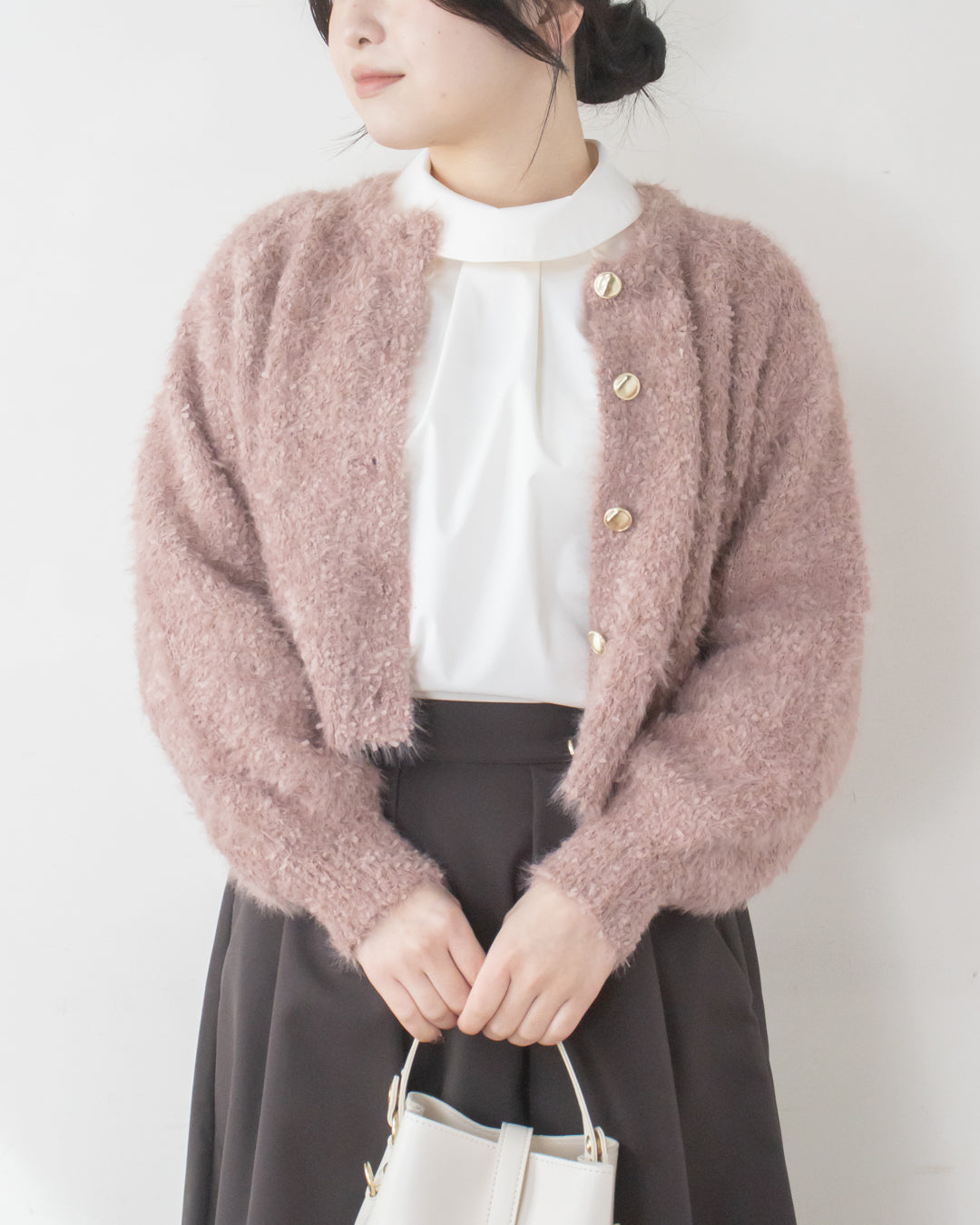 リボンヤーンシャギーカーディガン