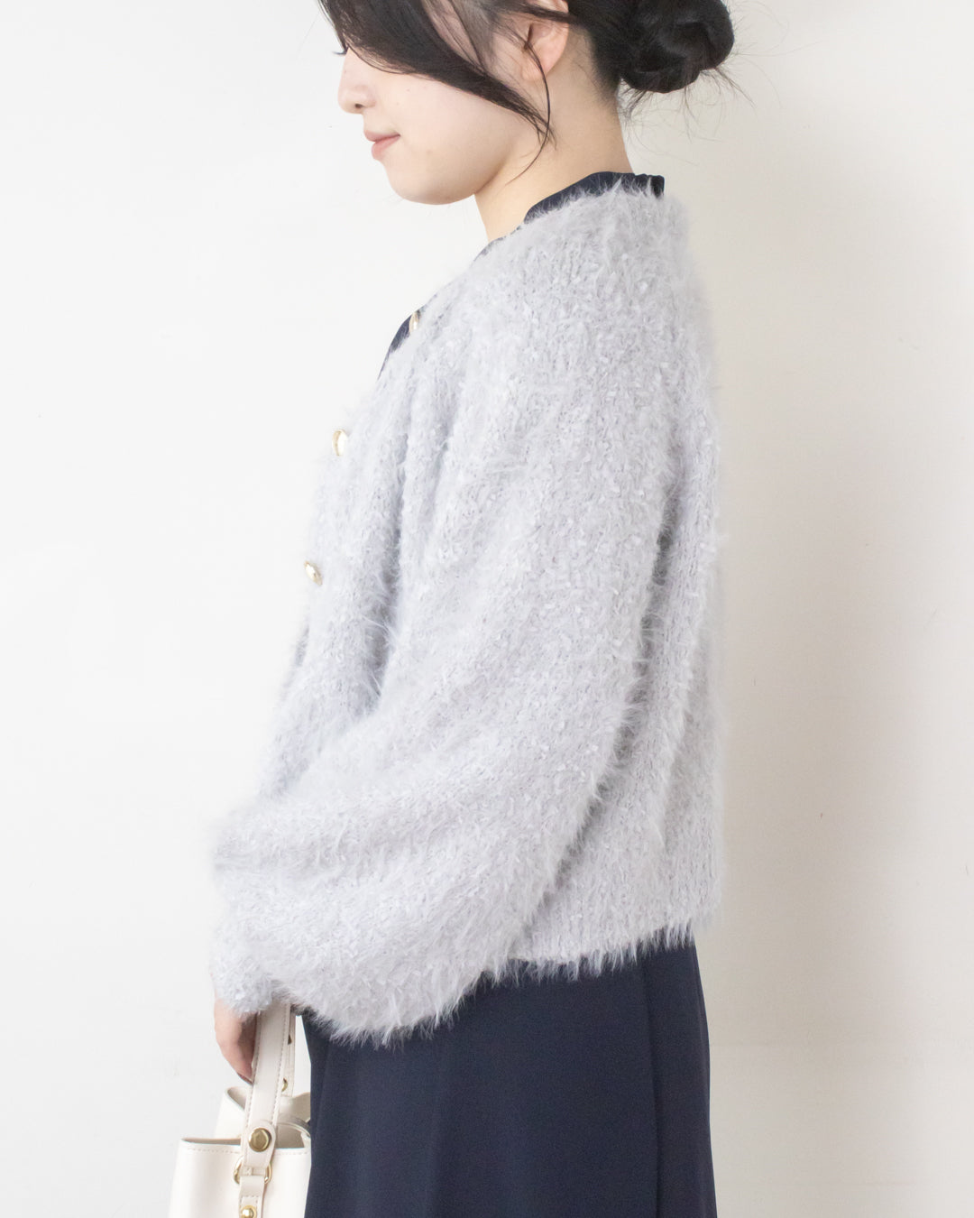 リボンヤーンシャギーカーディガン