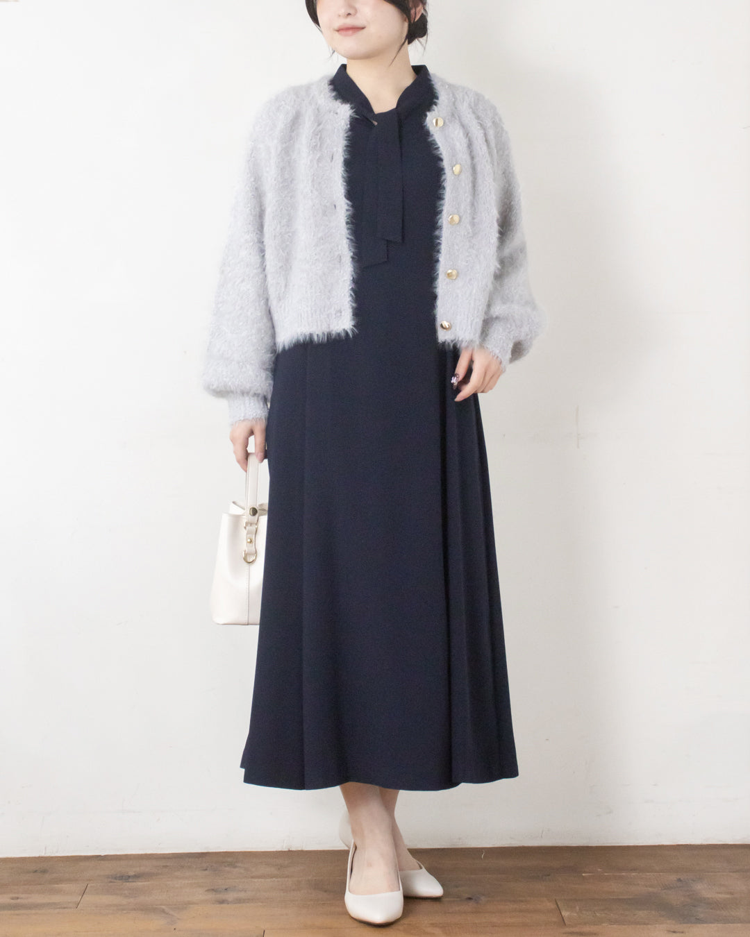 リボンヤーンシャギーカーディガン