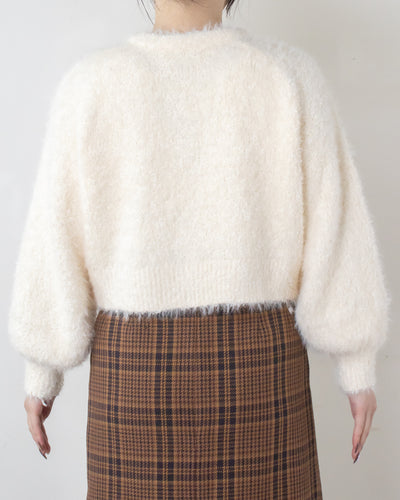 リボンヤーンシャギーカーディガン