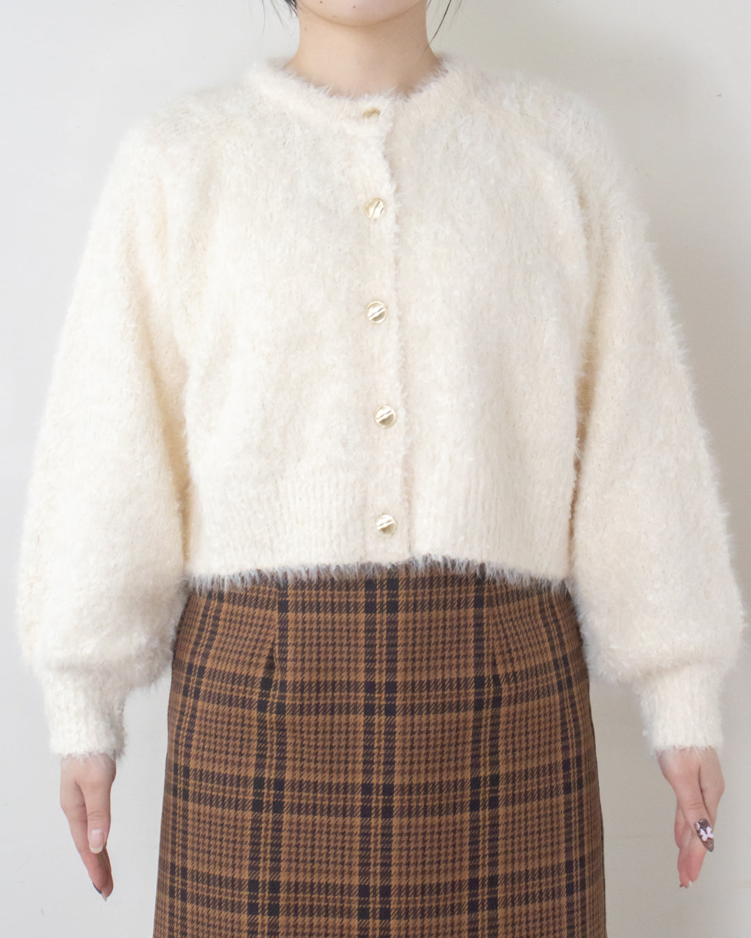 リボンヤーンシャギーカーディガン