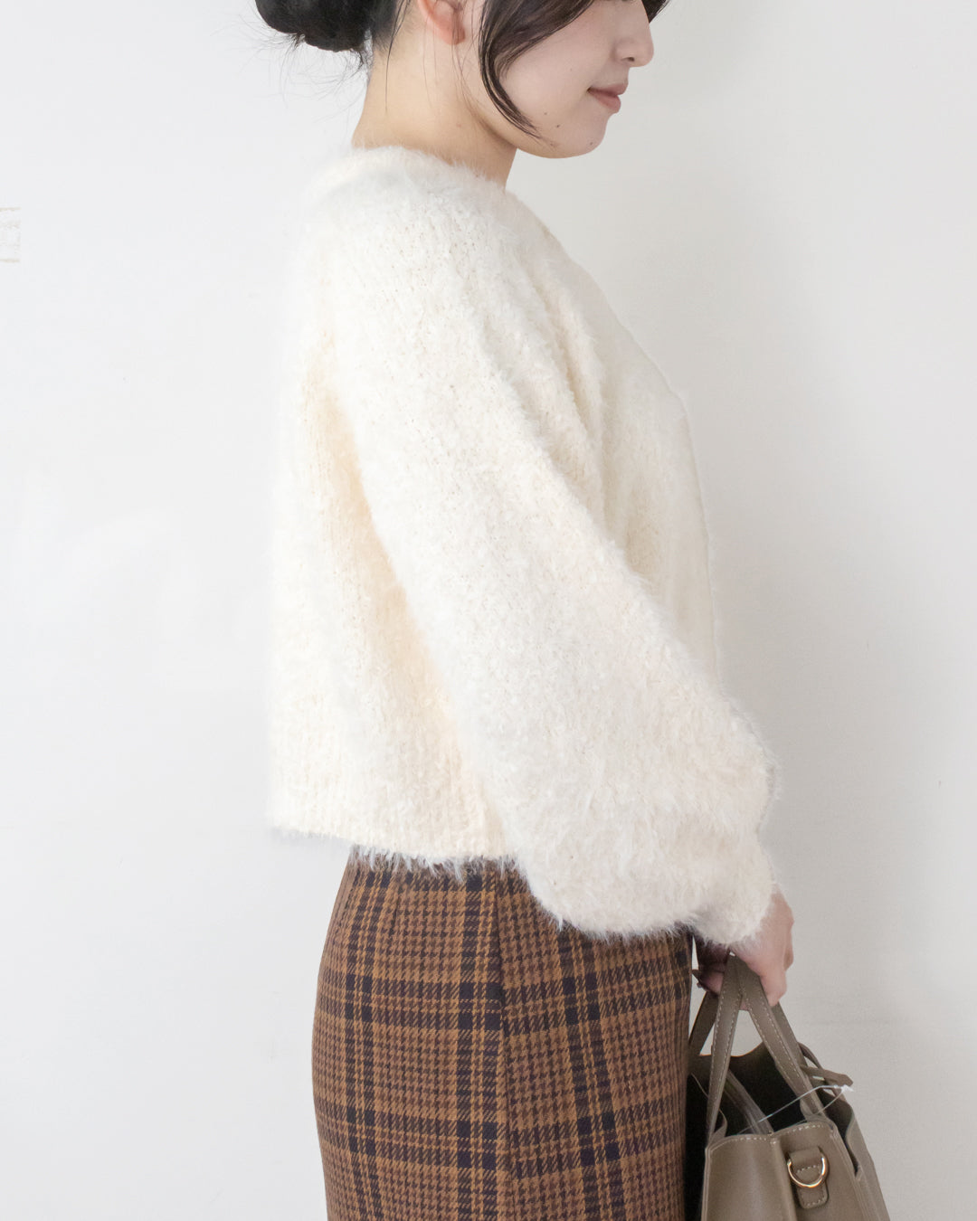 リボンヤーンシャギーカーディガン