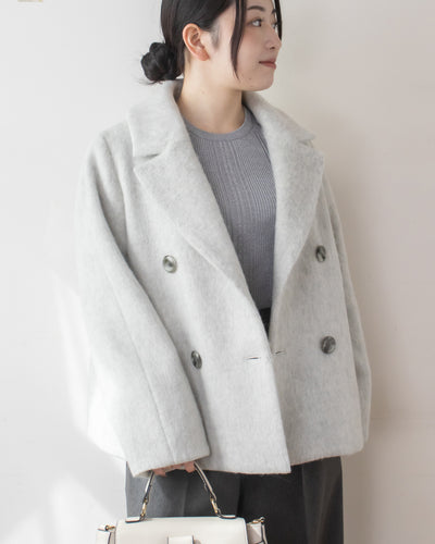 ウールシャギーテーラードショートコート