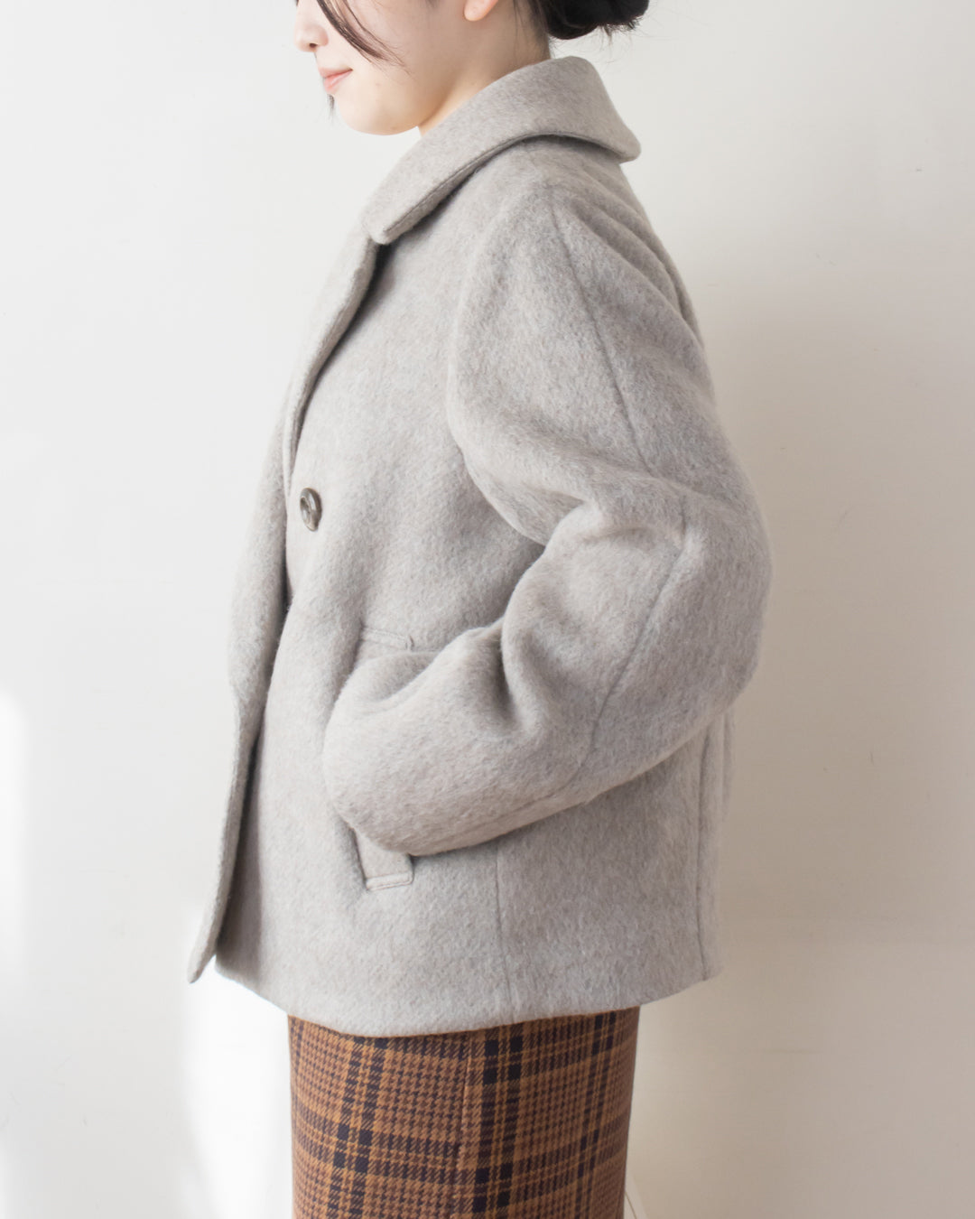 ウールシャギーテーラードショートコート