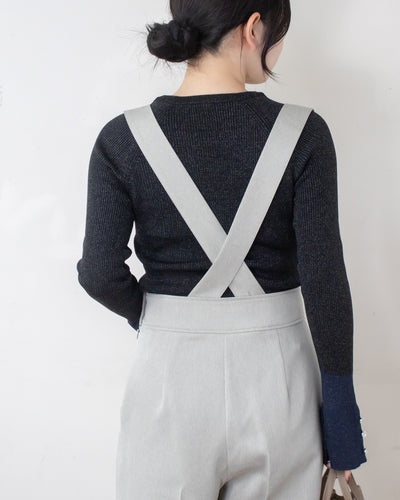 袖フレアラメニット