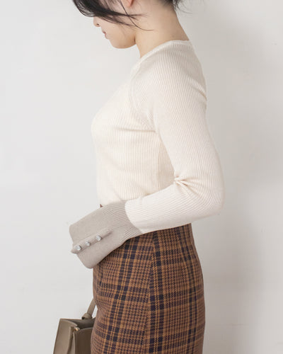 袖フレアラメニット