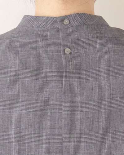 チェックタックペプラムブラウス