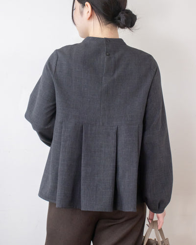 チェックタックペプラムブラウス