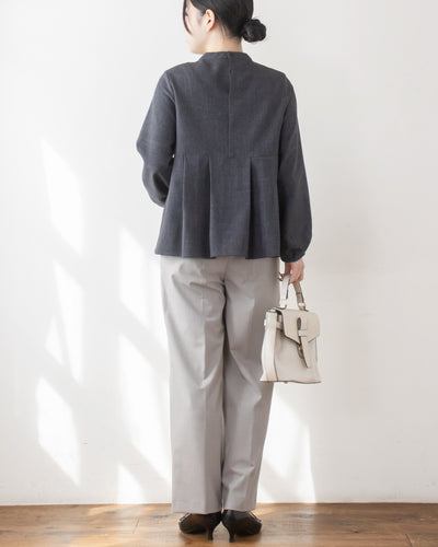 チェックタックペプラムブラウス