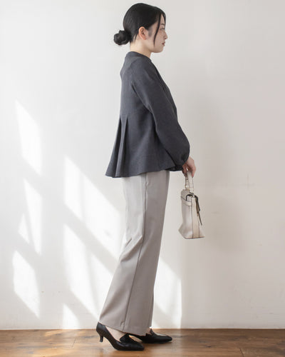 チェックタックペプラムブラウス