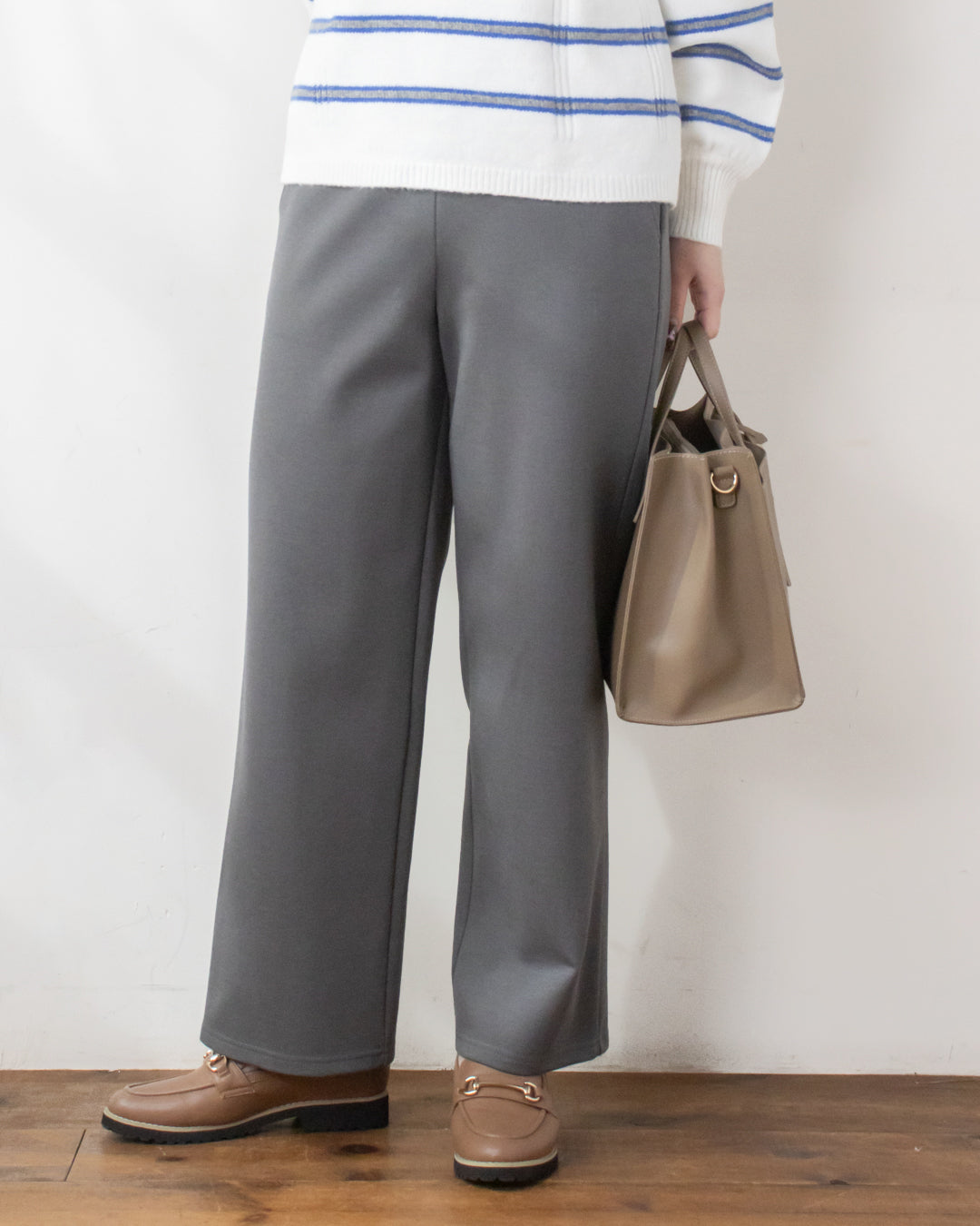 裏起毛ニットカルゼストレートパンツ – 3/4 スリークォーター