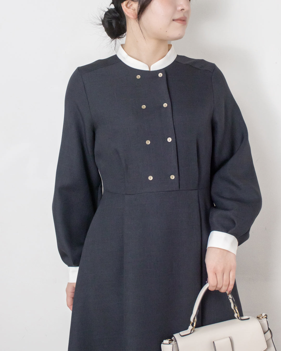 ダブル釦バイカラーワンピース – 3/4 スリークォーター オンラインストア